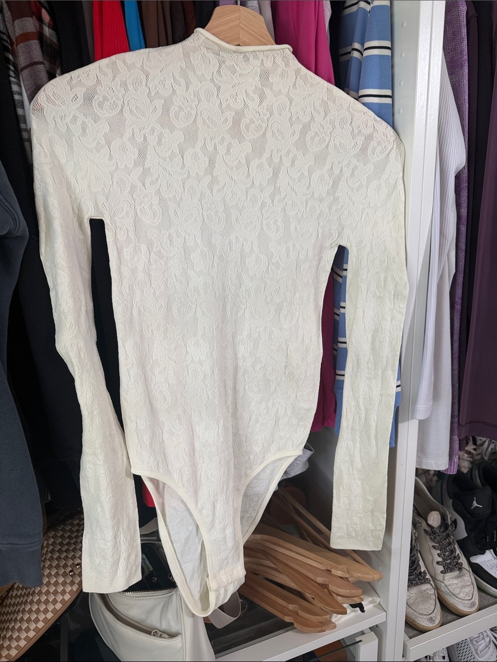 SKIMS Ivory Lace Long Sleeve Bodysuit